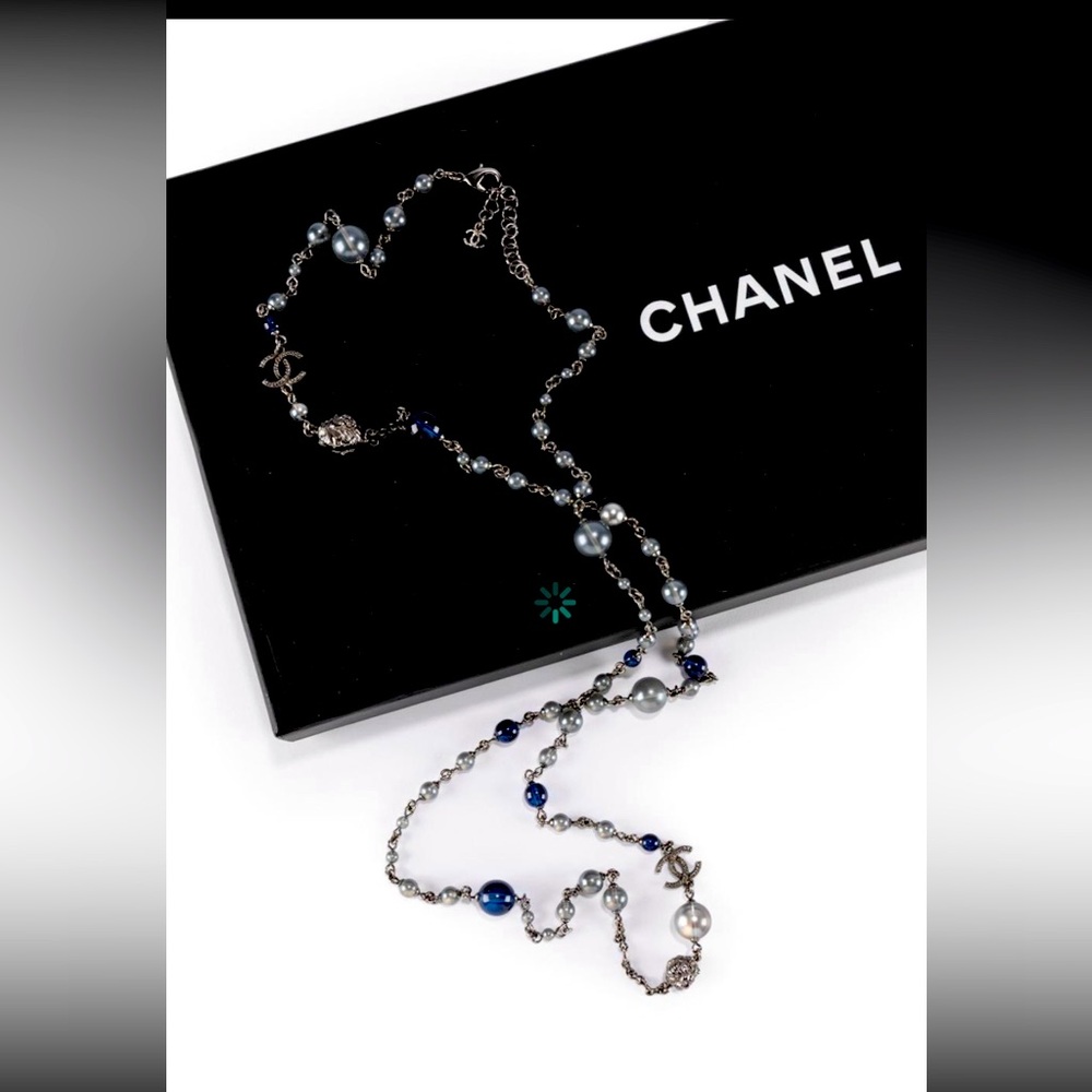 🌟HP💫 Chanel Necklace Blue & Grey, in Chanel Box